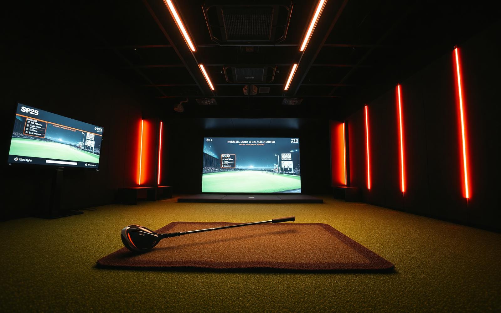 Club Rehab Golf fitting studio with a driver on the hitting mat